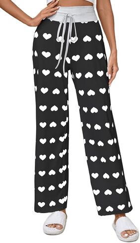 Women Pajama Pants Comfy Lounge Wide Leg Casual Stretch Palazzo Drawstring Pj Bottoms Pants S-3XL in Saudi Arabia