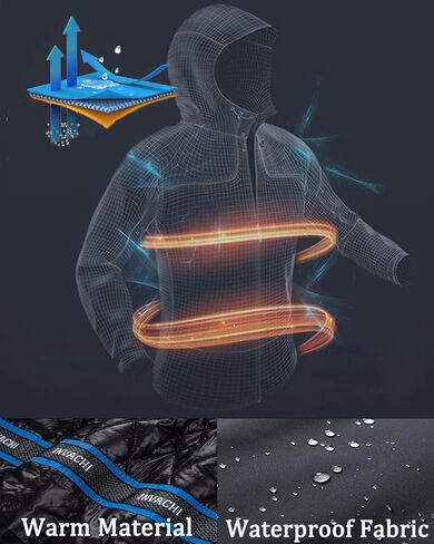 سترة INVACHI النسائية المقاومة للماء للتزلج في الشتاء الدافئ ومعطف الثلج على الجبال وسترة واقية من المطر بغطاء للرأس in Kuwait