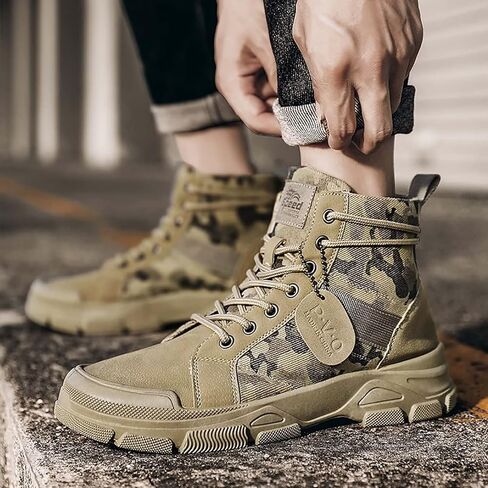 TERBOFIN Tactical Military Boots for Men Comfort Combat Boots Lightweight Camouflage High Top Canvas Boots with Soft Out-sole Thicker Heel for Casual Work Walking in Saudi Arabia