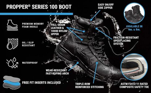 Propper Men's Series 100 6" Side Zip Boot Waterproof Comp Toe Military and Tactical in Saudi Arabia