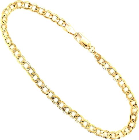 JewelryEmpire 3.5mm Real 10K Gold Hollow Curb Cuban Link Bracelet Anklet For Men and Women in Saudi Arabia