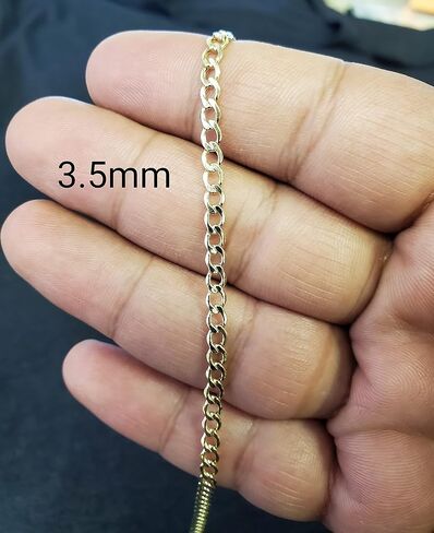 JewelryEmpire 3.5mm Real 10K Gold Hollow Curb Cuban Link Bracelet Anklet For Men and Women in Saudi Arabia