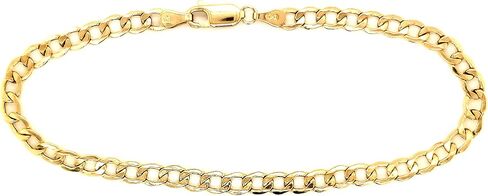 JewelryEmpire 3.5mm Real 10K Gold Hollow Curb Cuban Link Bracelet Anklet For Men and Women in Saudi Arabia