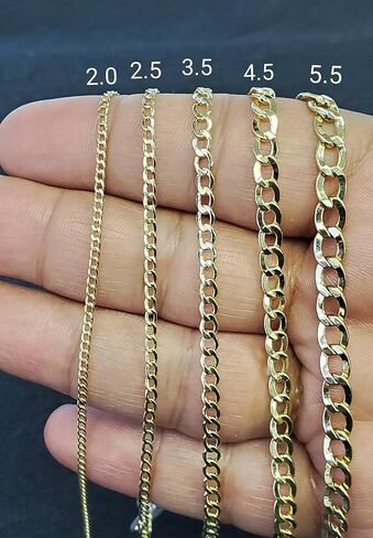 JewelryEmpire 3.5mm Real 10K Gold Hollow Curb Cuban Link Bracelet Anklet For Men and Women in Saudi Arabia