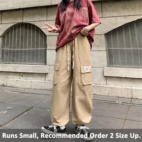 بنطال رياضي نسائي بجيوب Y2k فضفاض القوطي بنطال ذو أرجل واسعة ملابس الشارع جمالية Emo in Kuwait