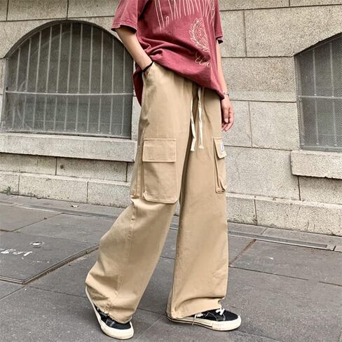 بنطال رياضي نسائي بجيوب Y2k فضفاض القوطي بنطال ذو أرجل واسعة ملابس الشارع جمالية Emo in Kuwait
