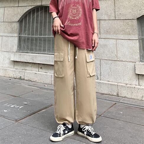 بنطال رياضي نسائي بجيوب Y2k فضفاض القوطي بنطال ذو أرجل واسعة ملابس الشارع جمالية Emo in Kuwait