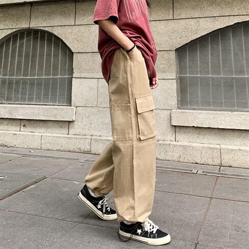 بنطال رياضي نسائي بجيوب Y2k فضفاض القوطي بنطال ذو أرجل واسعة ملابس الشارع جمالية Emo in Kuwait