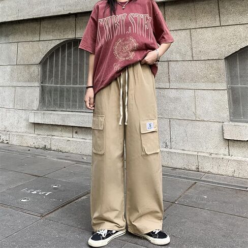بنطال رياضي نسائي بجيوب Y2k فضفاض القوطي بنطال ذو أرجل واسعة ملابس الشارع جمالية Emo in Kuwait