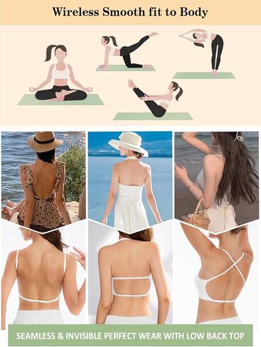 حمالة صدر نسائية منخفضة الظهر خالية من الأسلاك بدون خياطة متعددة الاتجاهات قابلة للتحويل وأشرطة قابلة للتعديل مع مبطنة قابلة للإزالة in Kuwait