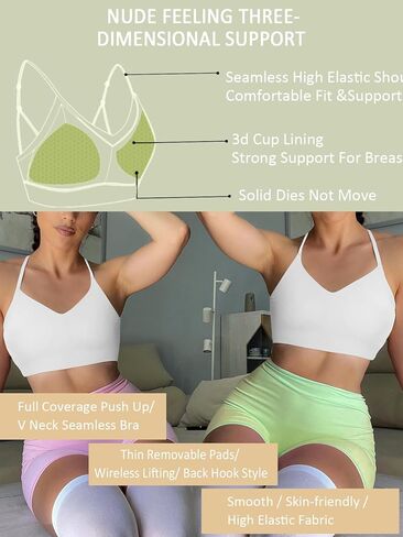 حمالة صدر نسائية منخفضة الظهر خالية من الأسلاك بدون خياطة متعددة الاتجاهات قابلة للتحويل وأشرطة قابلة للتعديل مع مبطنة قابلة للإزالة in Kuwait