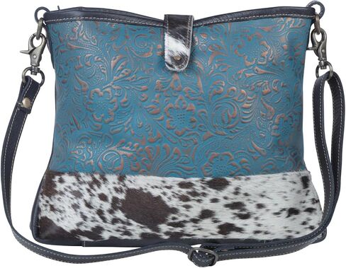 Myra Bag Blue Labyrinth Leather & Hairon Bag S-3982 in Kuwait