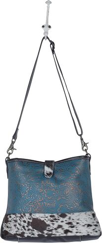 Myra Bag Blue Labyrinth Leather & Hairon Bag S-3982 in Kuwait