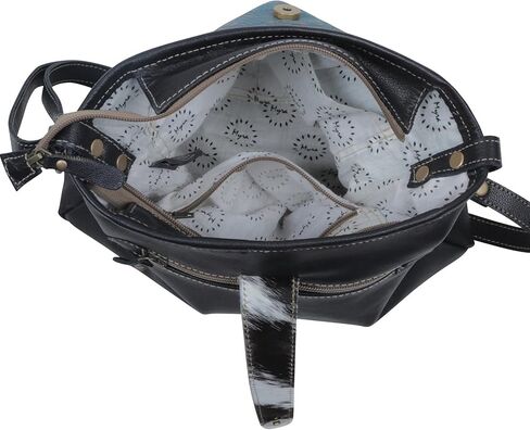 Myra Bag Blue Labyrinth Leather & Hairon Bag S-3982 in Kuwait
