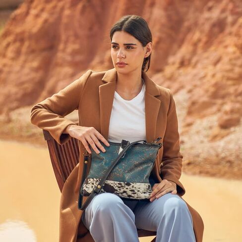 Myra Bag Blue Labyrinth Leather & Hairon Bag S-3982 in Kuwait