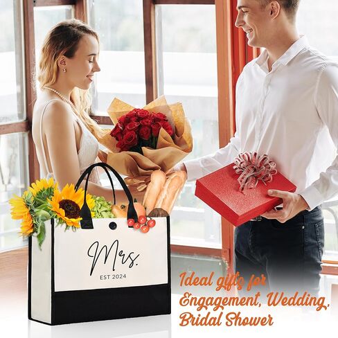 Afterprints Mrs Canvas Tote Bag for Bride 2024, Bride Gifts, Gifts for Bridal Shower, Wedding Gifts for Bride to Be, Future Mrs, Engagement, Bachelorette Party Gift in Kuwait