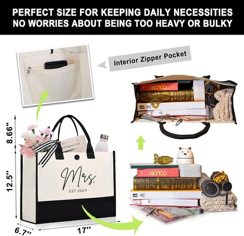 Afterprints Mrs Canvas Tote Bag for Bride 2024, Bride Gifts, Gifts for Bridal Shower, Wedding Gifts for Bride to Be, Future Mrs, Engagement, Bachelorette Party Gift in Kuwait