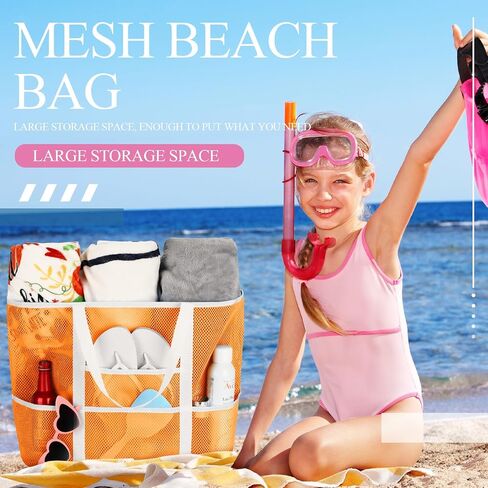 Panelee 4 Pcs Large Tote Beach Bags Lightweight Mesh Bag Waterproof Beach Tote with 8 Pockets Pool Bag Tote Handbag in Saudi Arabia