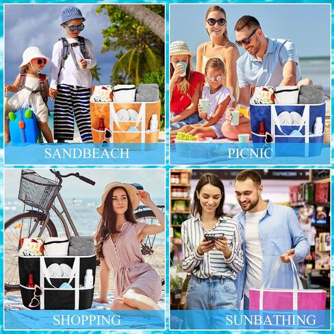 Panelee 4 Pcs Large Tote Beach Bags Lightweight Mesh Bag Waterproof Beach Tote with 8 Pockets Pool Bag Tote Handbag in Saudi Arabia