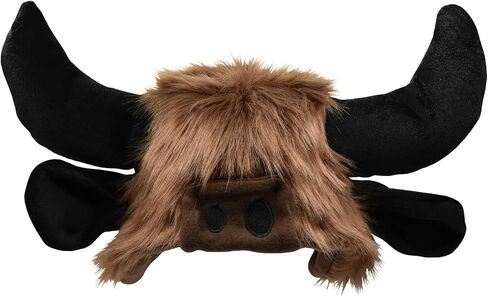 Adult Furry Buffalo Hat - Faux Fur Beast Bison Black Bull Horns Ears Hats - Funny Animal Cap Cosplay Halloween Costume Headwear, Brown, One Size in Saudi Arabia