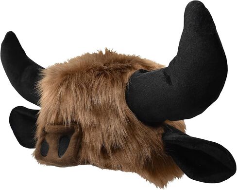 Adult Furry Buffalo Hat - Faux Fur Beast Bison Black Bull Horns Ears Hats - Funny Animal Cap Cosplay Halloween Costume Headwear, Brown, One Size in Saudi Arabia