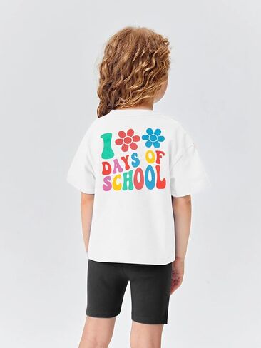 100 Days of School Shirt Girl: Happy 100th Day of School T-Shirt Girls School Gifts Short Sleeve Tee Tops in Saudi Arabia