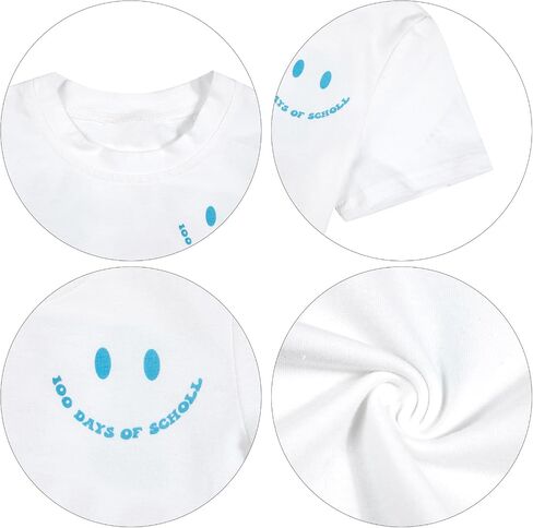 100 Days of School Shirt Girl: Happy 100th Day of School T-Shirt Girls School Gifts Short Sleeve Tee Tops in Saudi Arabia