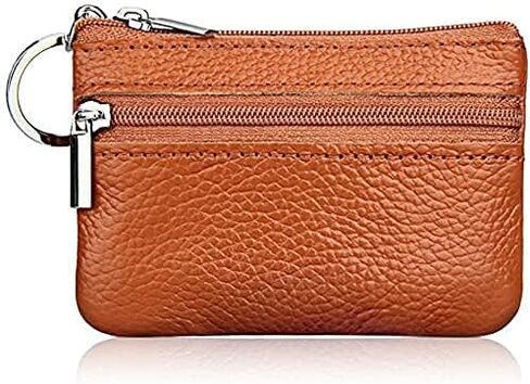 حقائب Y8HM جلدية صغيرة جدًا لمحافظ العملات المعدنية، محفظة تغيير بسحاب مزدوج مع حلقة مفاتيح للنساء والرجال والأطفال (أسود) in Kuwait