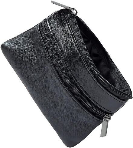 GSHLLO 2 Pcs Black PU Leather Coin Pouches Small Key Holder Purse Mini Change Pouch Zip Wallet Card Holder in Saudi Arabia