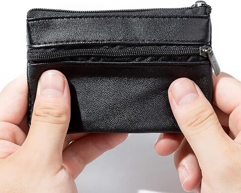 GSHLLO 2 Pcs Black PU Leather Coin Pouches Small Key Holder Purse Mini Change Pouch Zip Wallet Card Holder in Saudi Arabia