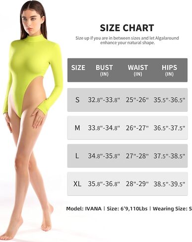 ALGALAROUND Mock Turtleneck Long Sleeve Bodysuit-Sexy Tops For Women Thong Bodysuit Double Lined in Kuwait