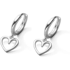 Hollow Dangle Heart Love Small Hoop Cuff Earrings for Women Teen Girls Dainty Sterling Silver Huggie Hinged Cute Cartilage Hypoallergenic Dangling Little Hoops Gifts for Her Bff Daughter Birthday 9mm in Kuwait
