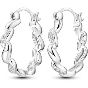 Cycuff 925 Sterling Silver Hoop Earrings Colorful Cubic Zirconia Jewelry Earrings for Women Teen Girls Set Earring Gifts for Her