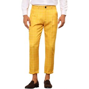 Lars Amadeus Plaid Dress Pants for Men's Slim Fit Ankle Length Tapered Checked Cropped Trousers in Saudi Arabia