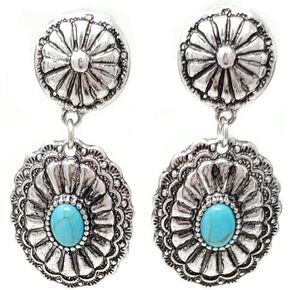 Emulily Western Concho Dangling Clip on Earrings Navajo (Turquoise) in Kuwait