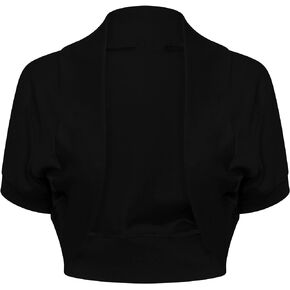 Loxdonz Women's Short Sleeve Shrug Open Front Cotton Cropped Cardigan Bolero Shrugs Jacket