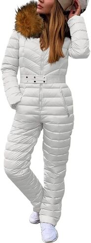 Cicy Bell Women's Onesies Ski Suits Winter Outdoor Sports Jumpsuit Fur Collar Coat Waterproof Windproof Hooded Snowsuit in Saudi Arabia