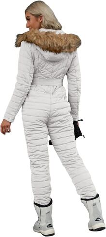 Cicy Bell Women's Onesies Ski Suits Winter Outdoor Sports Jumpsuit Fur Collar Coat Waterproof Windproof Hooded Snowsuit in Saudi Arabia