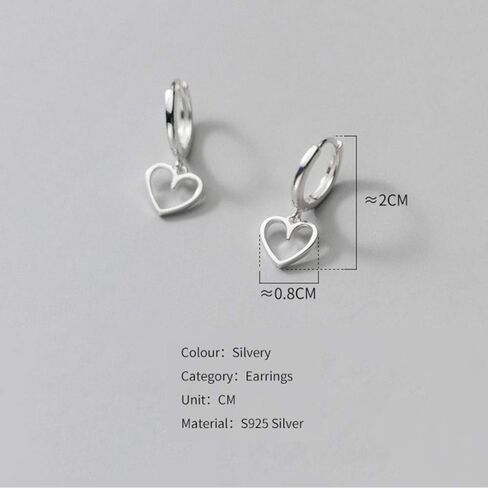 Hollow Dangle Heart Love Small Hoop Cuff Earrings for Women Teen Girls Dainty Sterling Silver Huggie Hinged Cute Cartilage Hypoallergenic Dangling Little Hoops Gifts for Her Bff Daughter Birthday 9mm in Kuwait