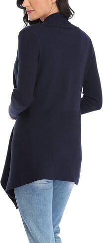 Dilgul Women Open Front Ribbed Drape Long Sleeve Cascading Cardigan Sweater in Kuwait