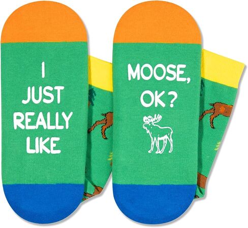 HAPPYPOP Funny Moose Gifts for Men Women Moose Gifts for Moose Lovers, Novelty Moose Socks Crazy Silly Fun Socks in Kuwait