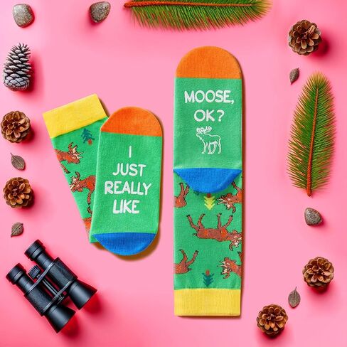 HAPPYPOP Funny Moose Gifts for Men Women Moose Gifts for Moose Lovers, Novelty Moose Socks Crazy Silly Fun Socks in Kuwait