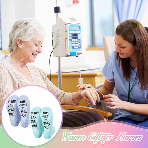 Ramede 10 Pairs Funny Nurse Theme Novelty Fuzzy Socks Christmas Novelty Socks Gifts for Women, If You Can Read This Nurse Is off Duty Winter Cotton Socks for Nurses White Angels Birthday, 10 Colors in Saudi Arabia