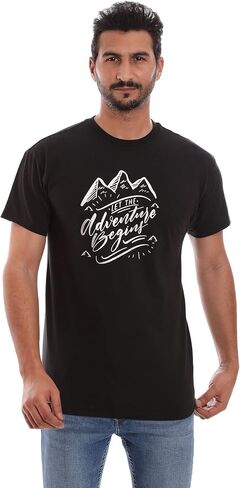 Men’s Cotton Rich Crew Neck Tshirt, Graphic Tee | Ultra Soft, Breathable, Tag Free (Made in Egypt) in Saudi Arabia