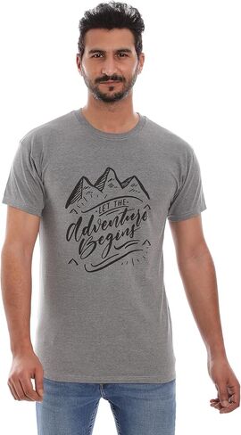 Men’s Cotton Rich Crew Neck Tshirt, Graphic Tee | Ultra Soft, Breathable, Tag Free (Made in Egypt) in Saudi Arabia
