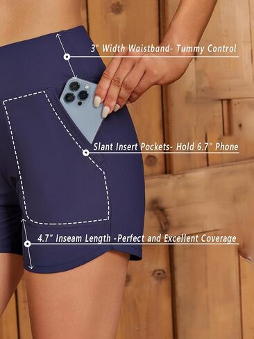 SHEKINI Women's Swim Shorts 5" Quick Dry Board Shorts High Waisted Swimsuits Trunks with Pockets in Saudi Arabia