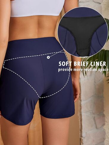 SHEKINI Women's Swim Shorts 5" Quick Dry Board Shorts High Waisted Swimsuits Trunks with Pockets in Saudi Arabia