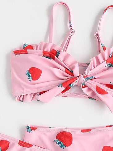 بدلة سباحة بيكيني مكشكشة من الأمام مكونة من 3 قطع للفتيات من Verdusa مع مجموعة تنورة الشاطئ in Kuwait