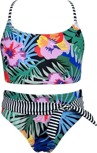 SHEKINI Girls' Bikini Sets U Neck Floral Printing Bow-Knot Two Piece Bathing Swimsuits for Girls 6-12 Years. in Saudi Arabia