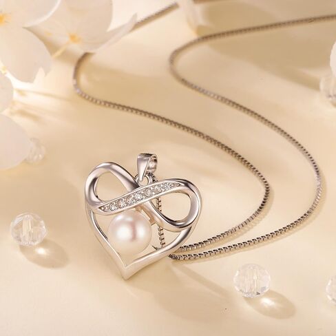 Nonnyl Heart-Pearl-Necklace- Gifts for Women, Mom Wife Girlfriend Her Anniversary Birthday Mothers Day Valentine's Day Christmas Jewelry Gifts Real 8-9mm White Freshwater Cultured Pearls Pendant in Saudi Arabia